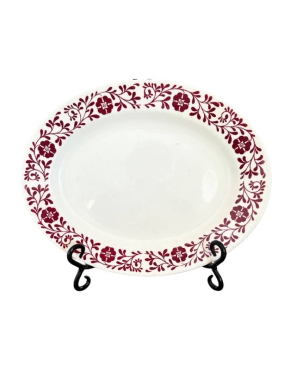 Vintage Homer Laughlin Red Floral Oval Serving Platter | Made in USA